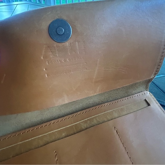 ABLE tan leather fold out ladies wallet distressed western boho chic - Picture 2 of 9